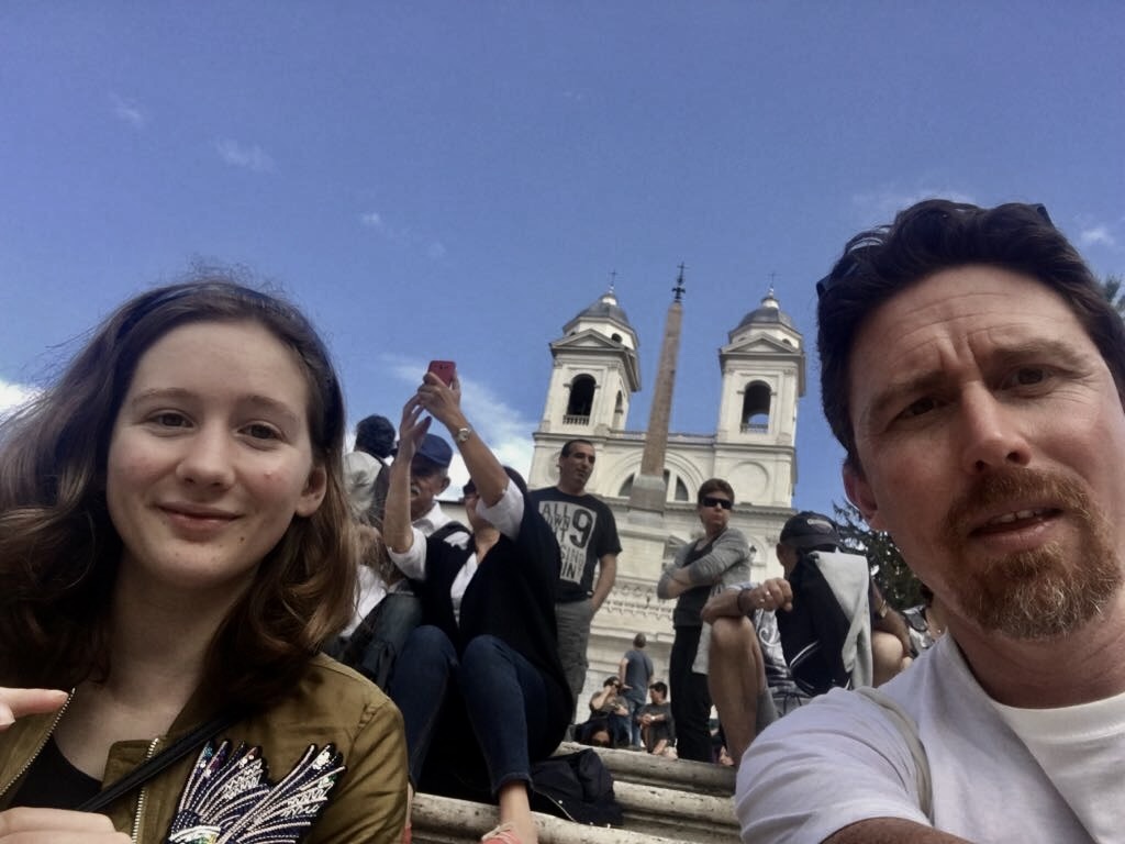 father and daughter Spanish Steps Rome